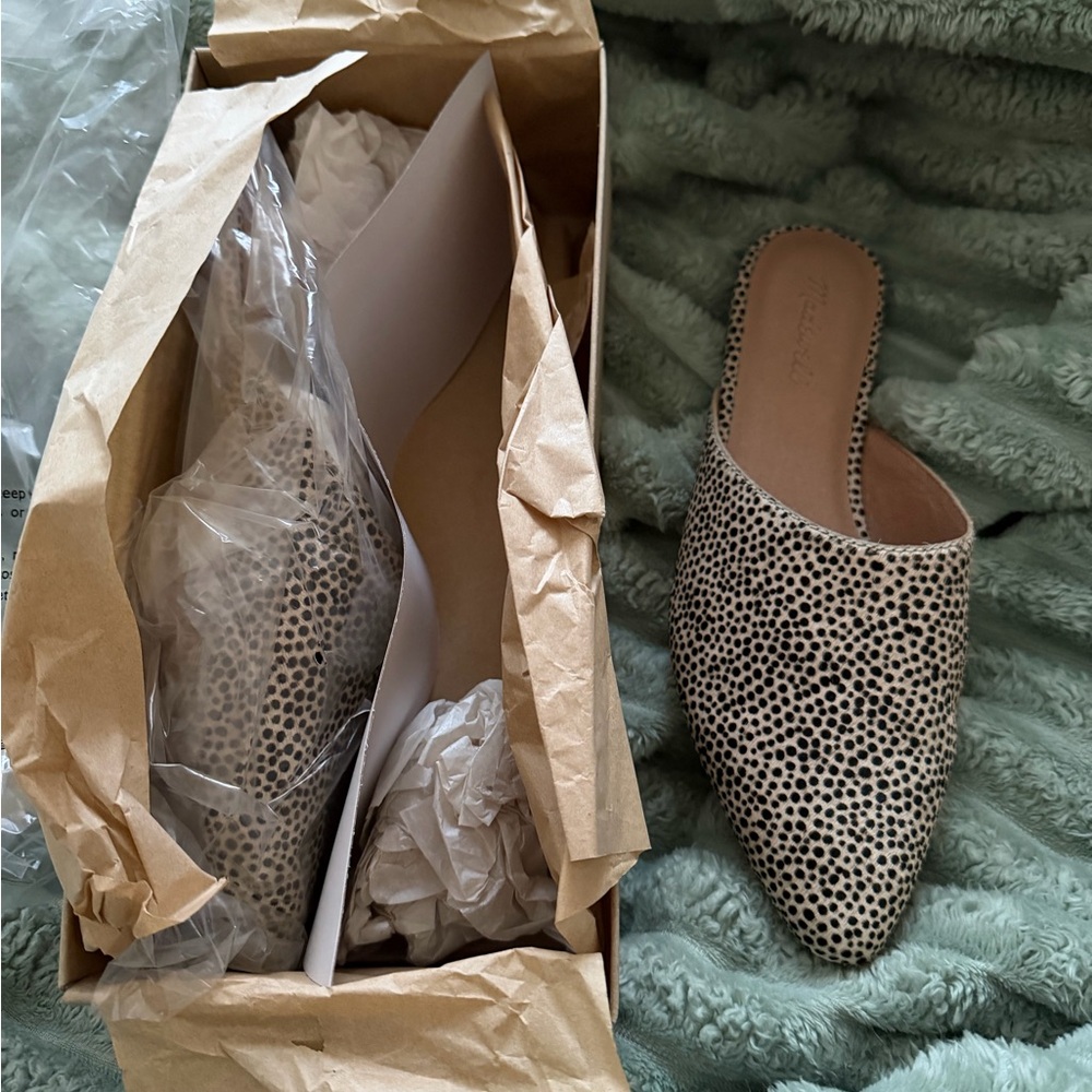 Madewell Black and Cream Spotted Mules